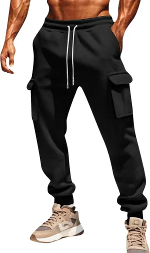 Mens Joggers with Pockets Baggy Drawstring Waist Sweatpants with Pockets Lightweight Workout Lounge Pants