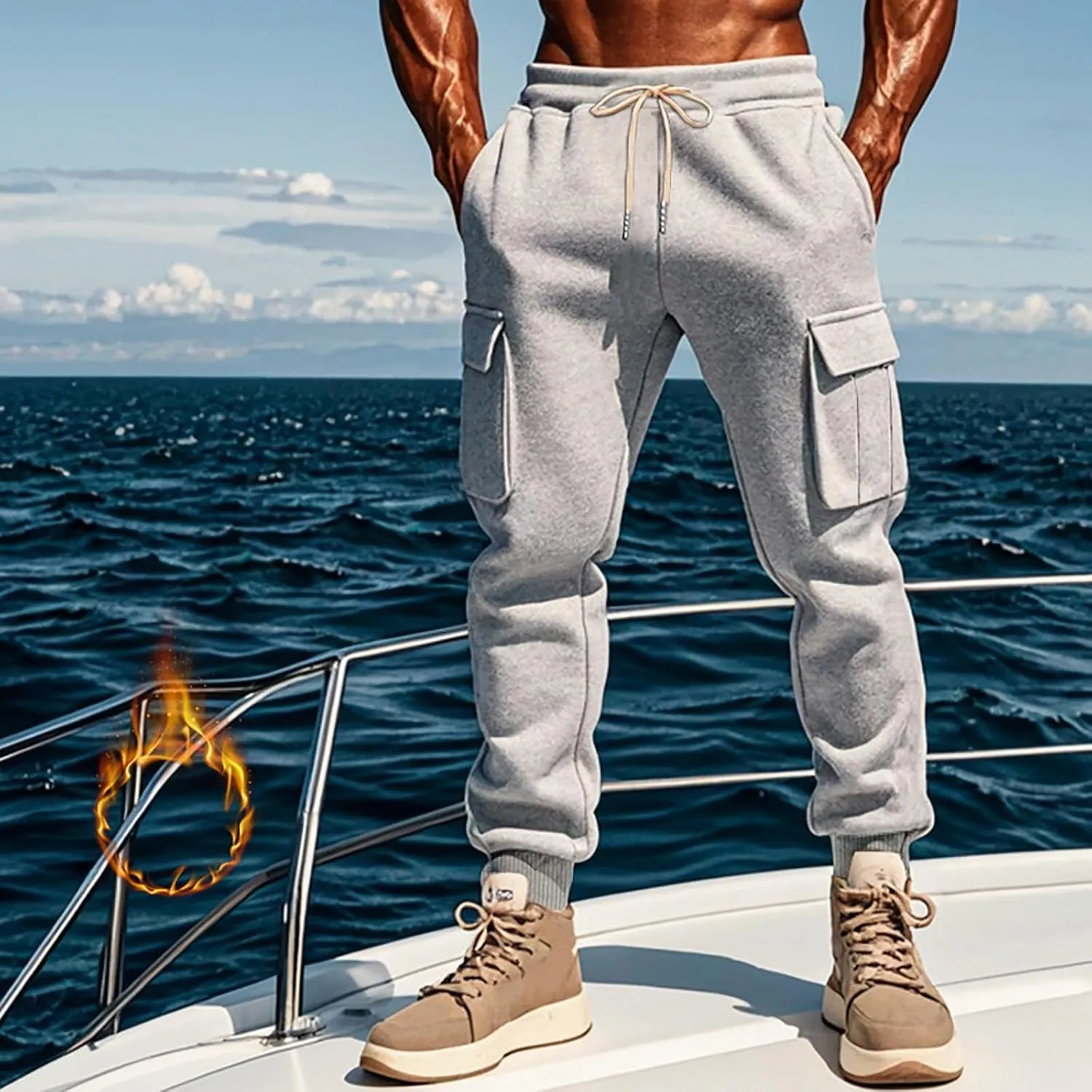 Mens Joggers with Pockets Baggy Drawstring Waist Sweatpants with Pockets Lightweight Workout Lounge Pants