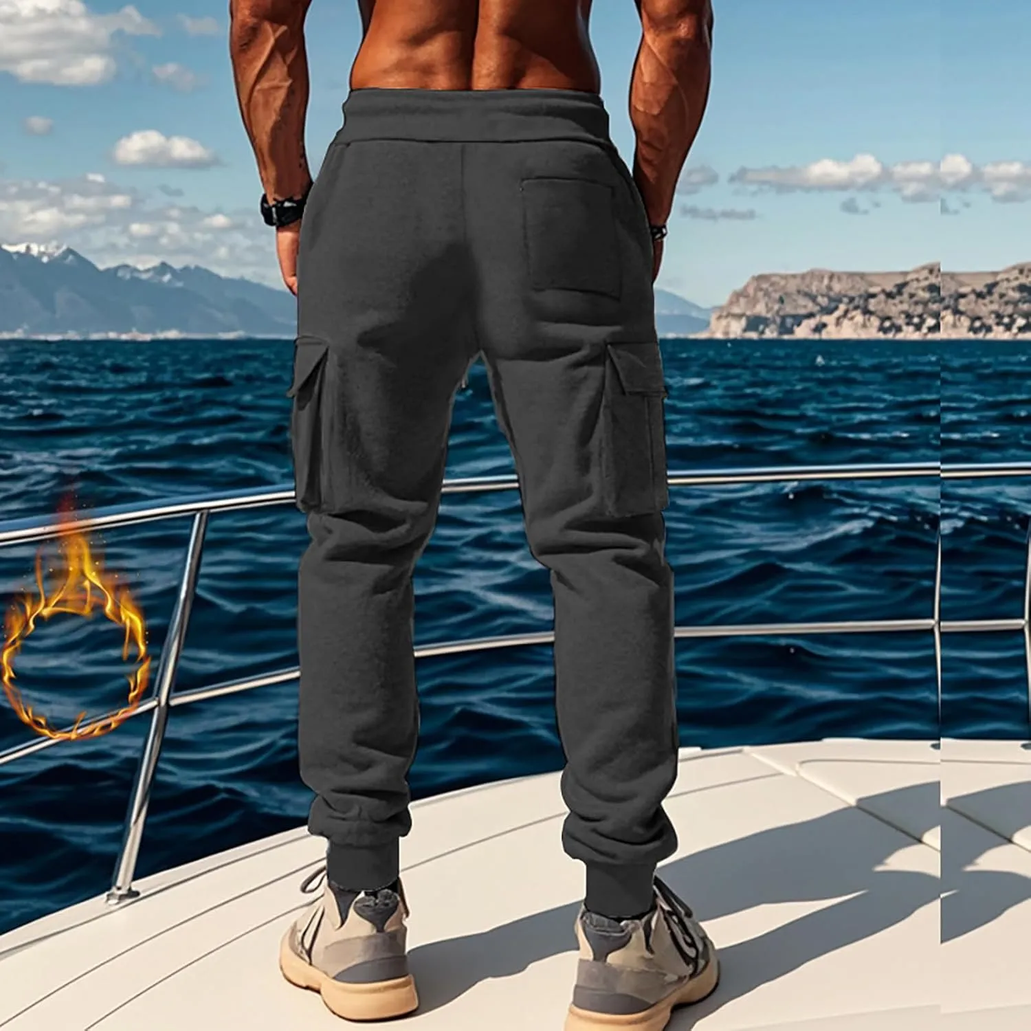 Mens Joggers with Pockets Baggy Drawstring Waist Sweatpants with Pockets Lightweight Workout Lounge Pants