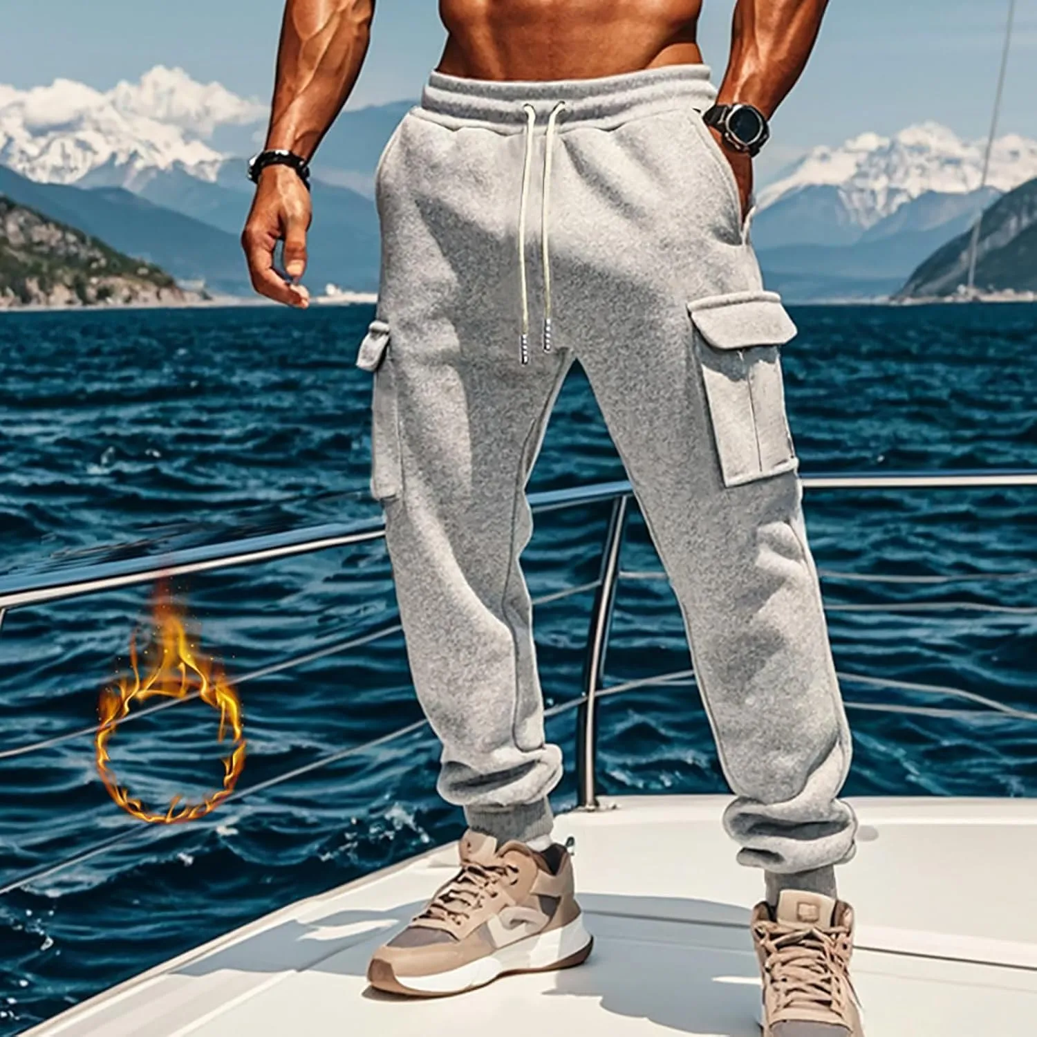 Mens Joggers with Pockets Baggy Drawstring Waist Sweatpants with Pockets Lightweight Workout Lounge Pants
