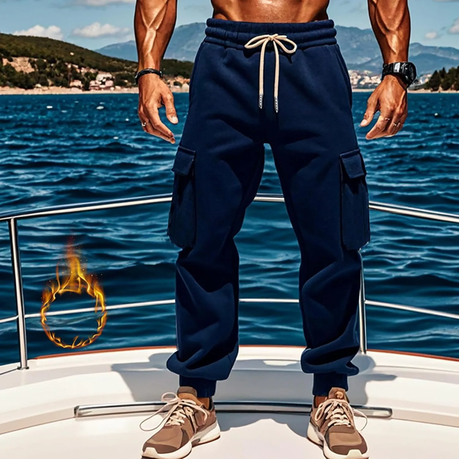 Mens Joggers with Pockets Baggy Drawstring Waist Sweatpants with Pockets Lightweight Workout Lounge Pants