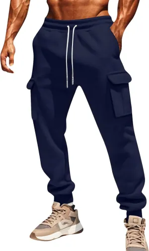 Mens Joggers with Pockets Baggy Drawstring Waist Sweatpants with Pockets Lightweight Workout Lounge Pants