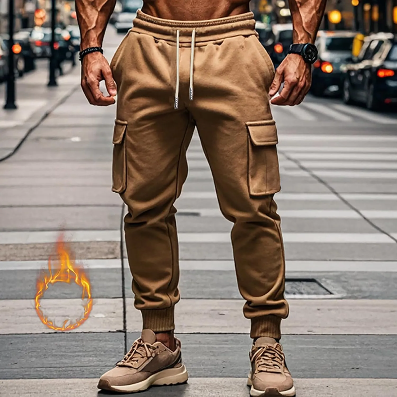 Mens Joggers with Pockets Baggy Drawstring Waist Sweatpants with Pockets Lightweight Workout Lounge Pants