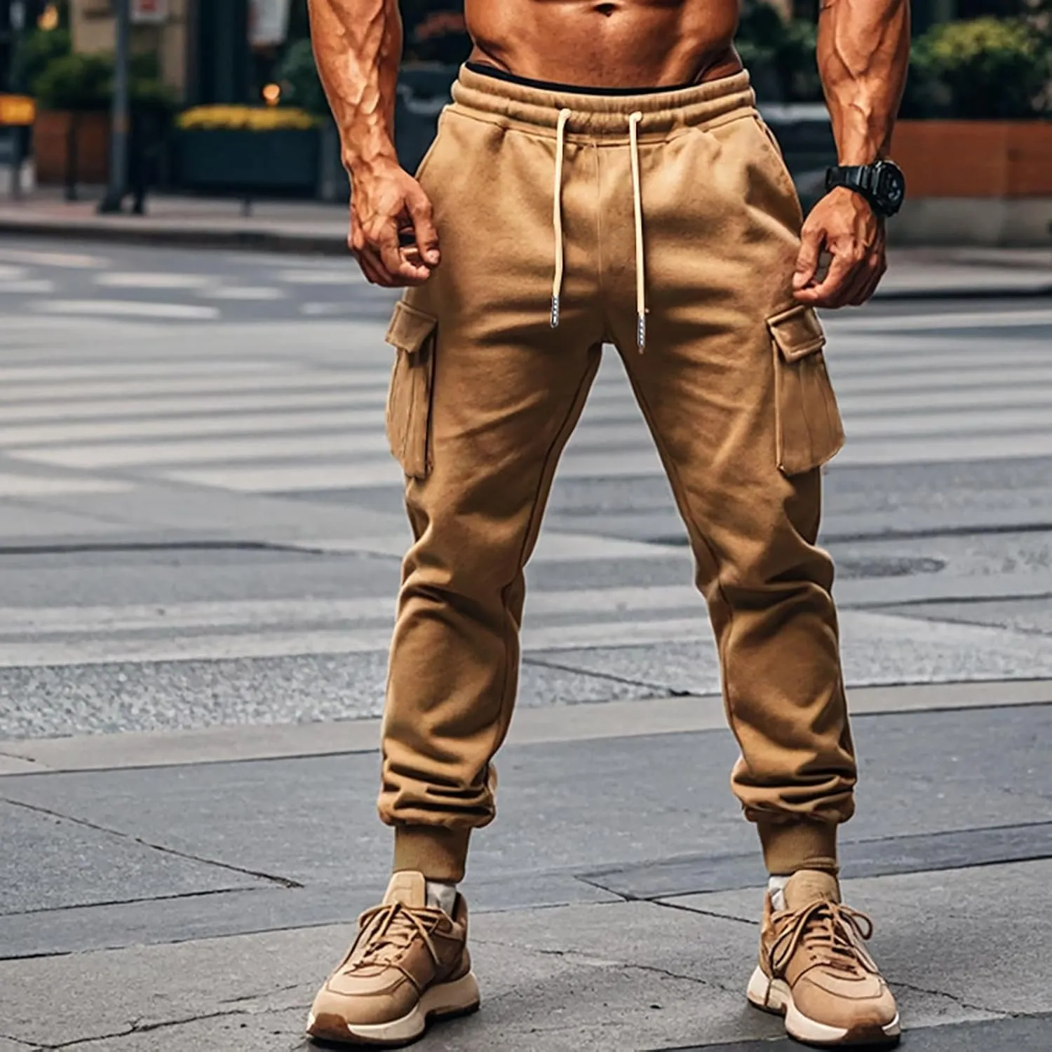 Mens Joggers with Pockets Baggy Drawstring Waist Sweatpants with Pockets Lightweight Workout Lounge Pants