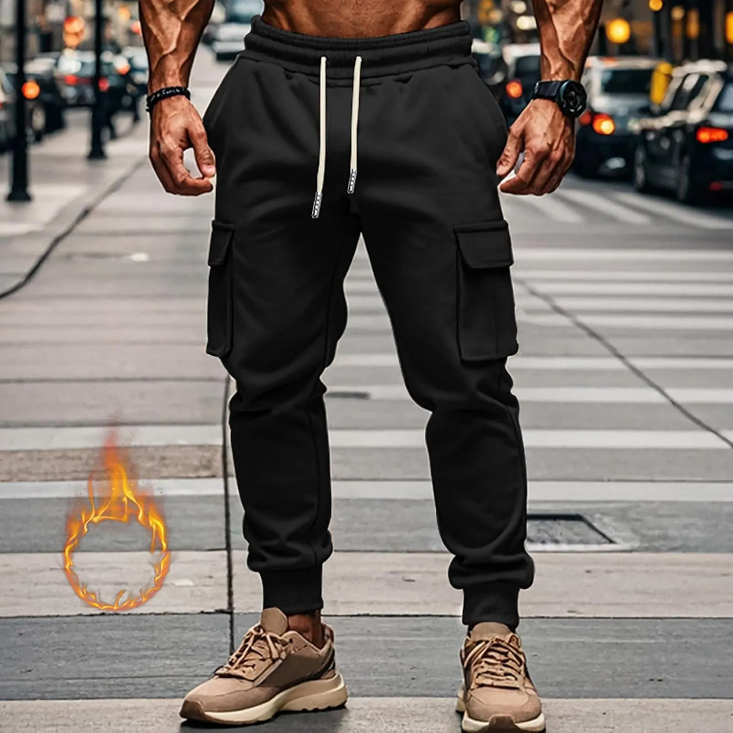 Mens Joggers with Pockets Baggy Drawstring Waist Sweatpants with Pockets Lightweight Workout Lounge Pants
