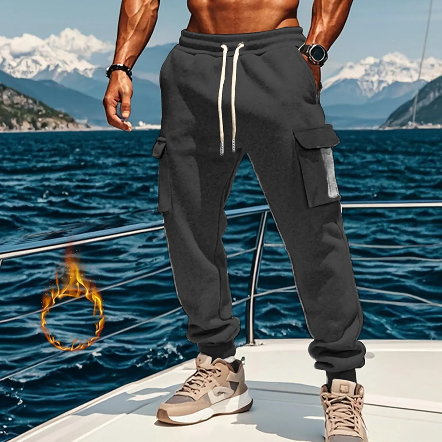 Mens Joggers with Pockets Baggy Drawstring Waist Sweatpants with Pockets Lightweight Workout Lounge Pants