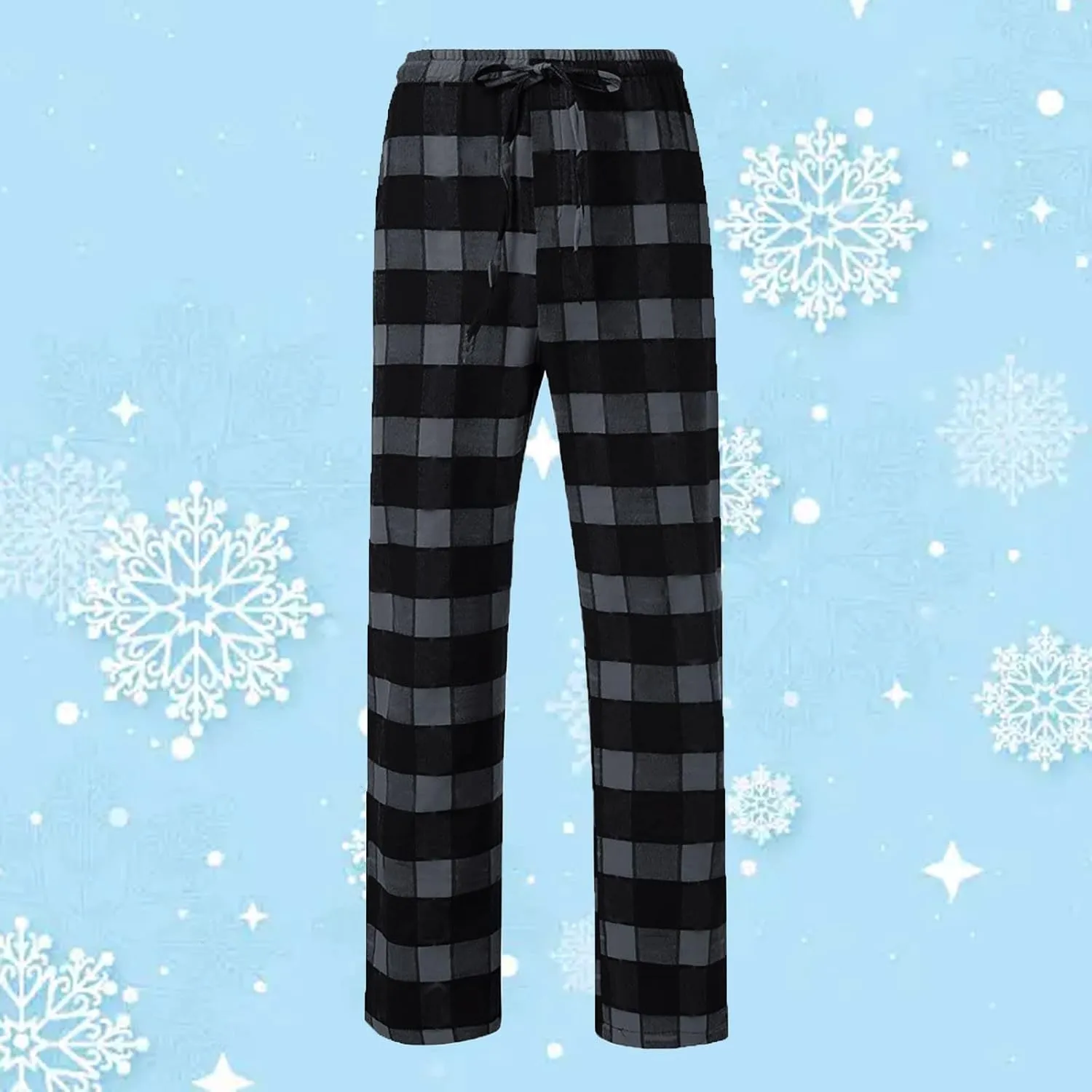 Mens Plaid Pants Petite High Waisted Drawstring Wide Leg Straight Pants Casual Loose Fit Pajamas Trouser Loungewear