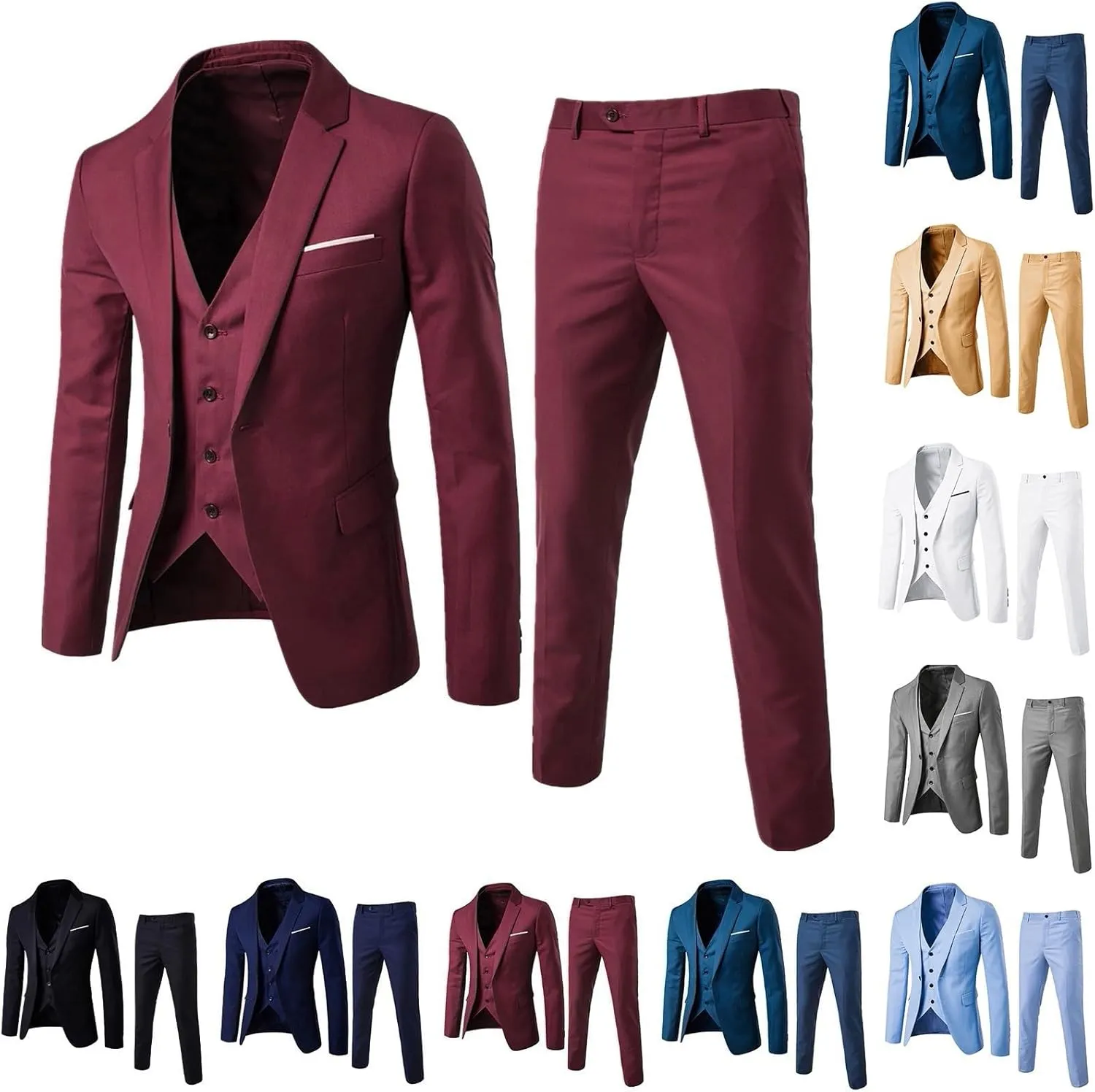 Men'S Sport Coats & Blazers Wedding Party Jacket Vest & Pants Coat Jacket Suit For Men Gabanes Para Light Blue