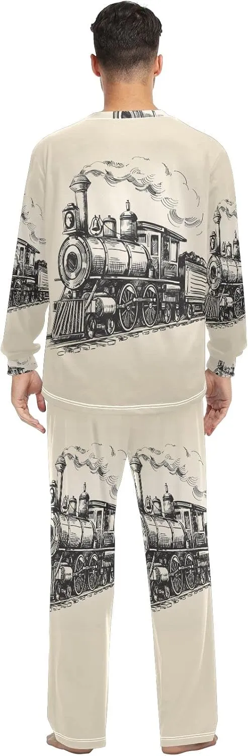 Men's Women's Pajama Set, 2PCs Sleepwear Top & Bottom Pants Pockets (XS-XXL)
