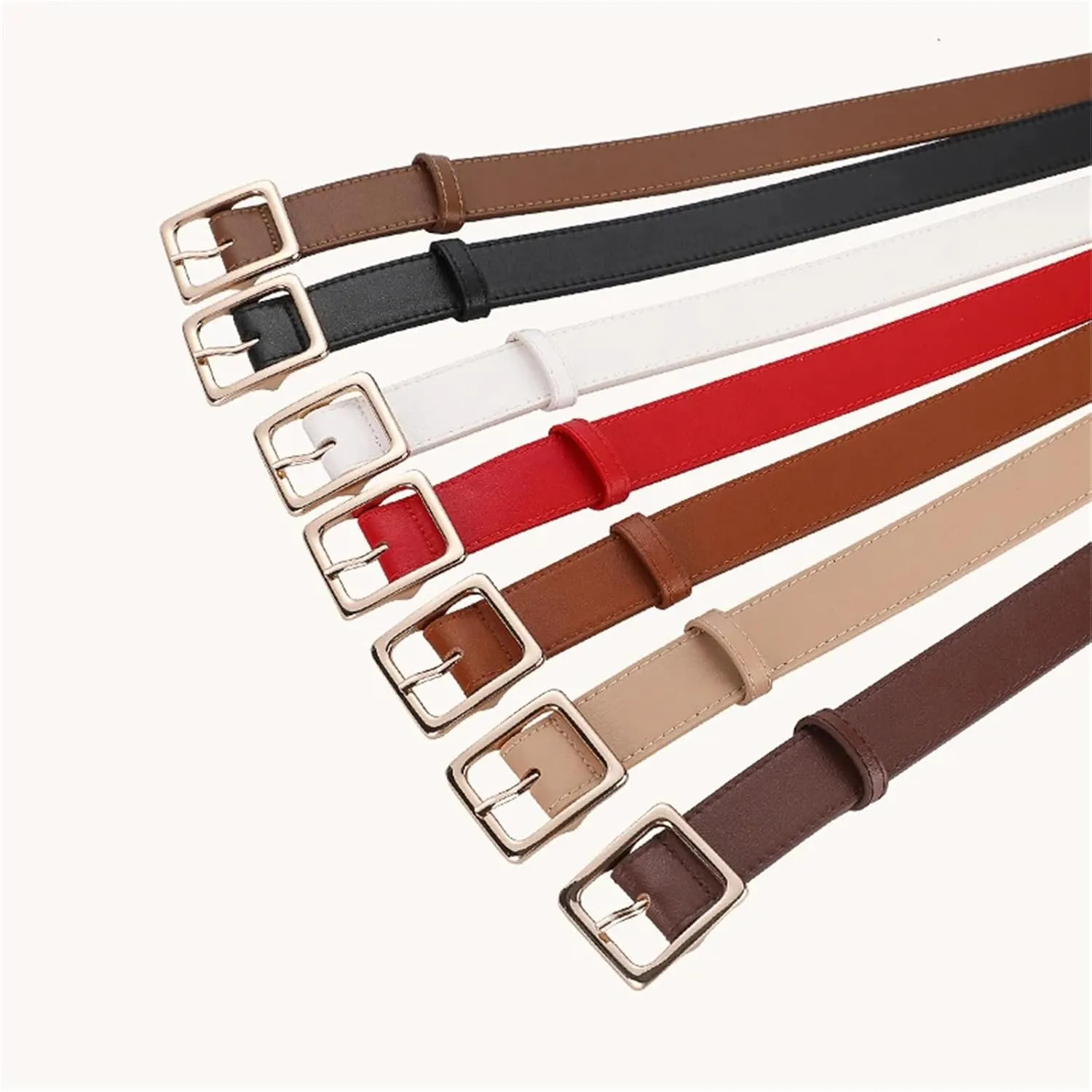 Mnjyihy Women's Soft Leather Belt Vintage Gold Buckle Cowhide Belt Fot Jeans