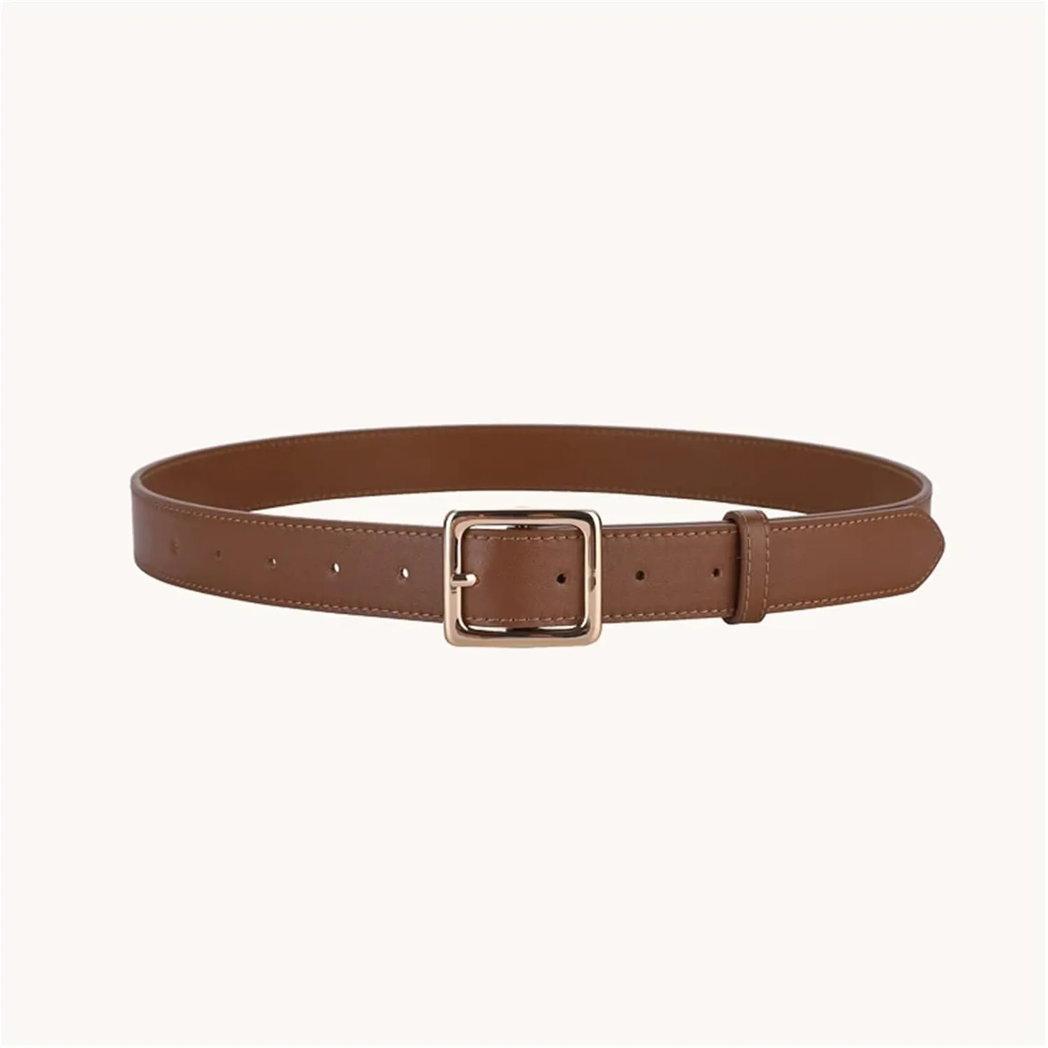 Mnjyihy Women's Soft Leather Belt Vintage Gold Buckle Cowhide Belt Fot Jeans