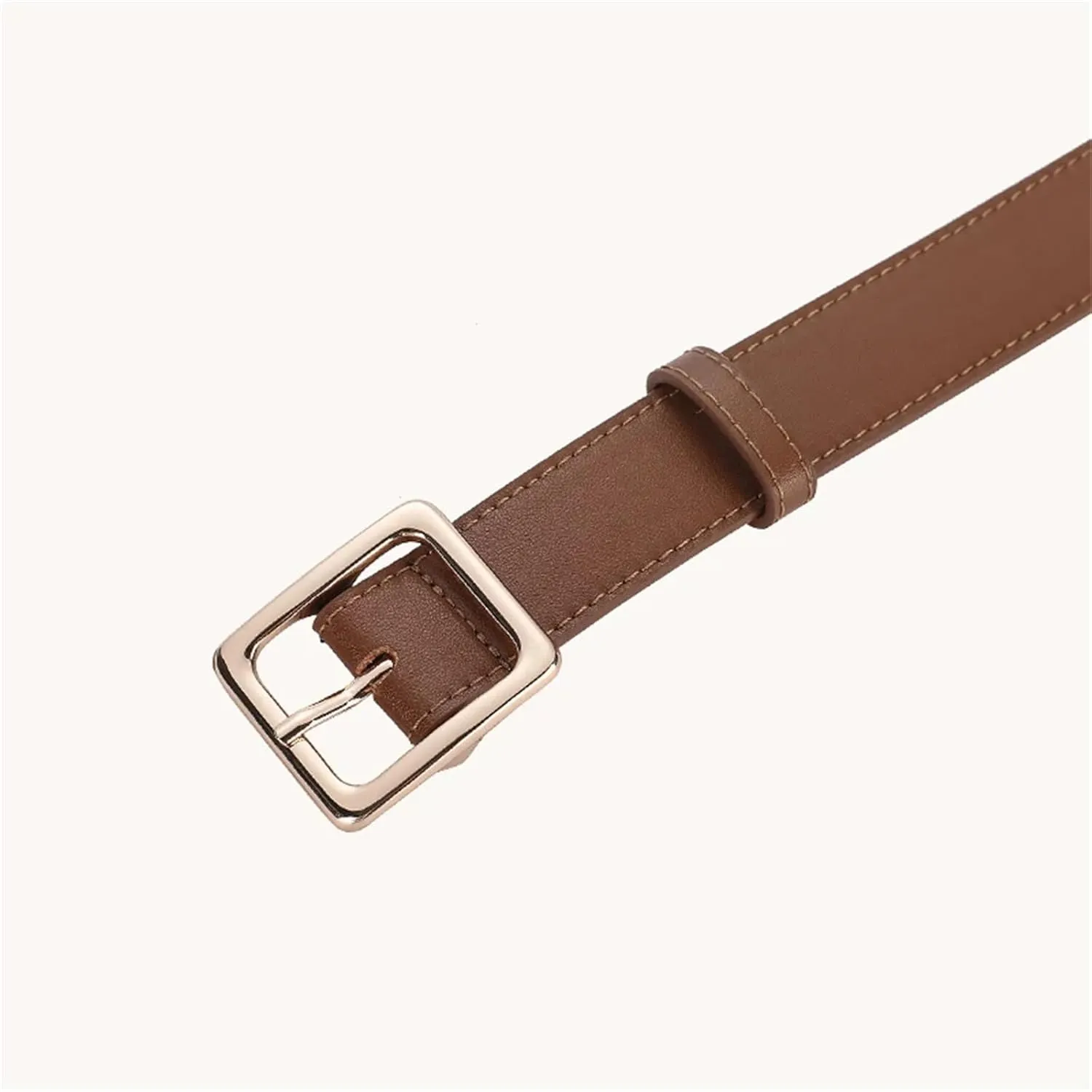 Mnjyihy Women's Soft Leather Belt Vintage Gold Buckle Cowhide Belt Fot Jeans