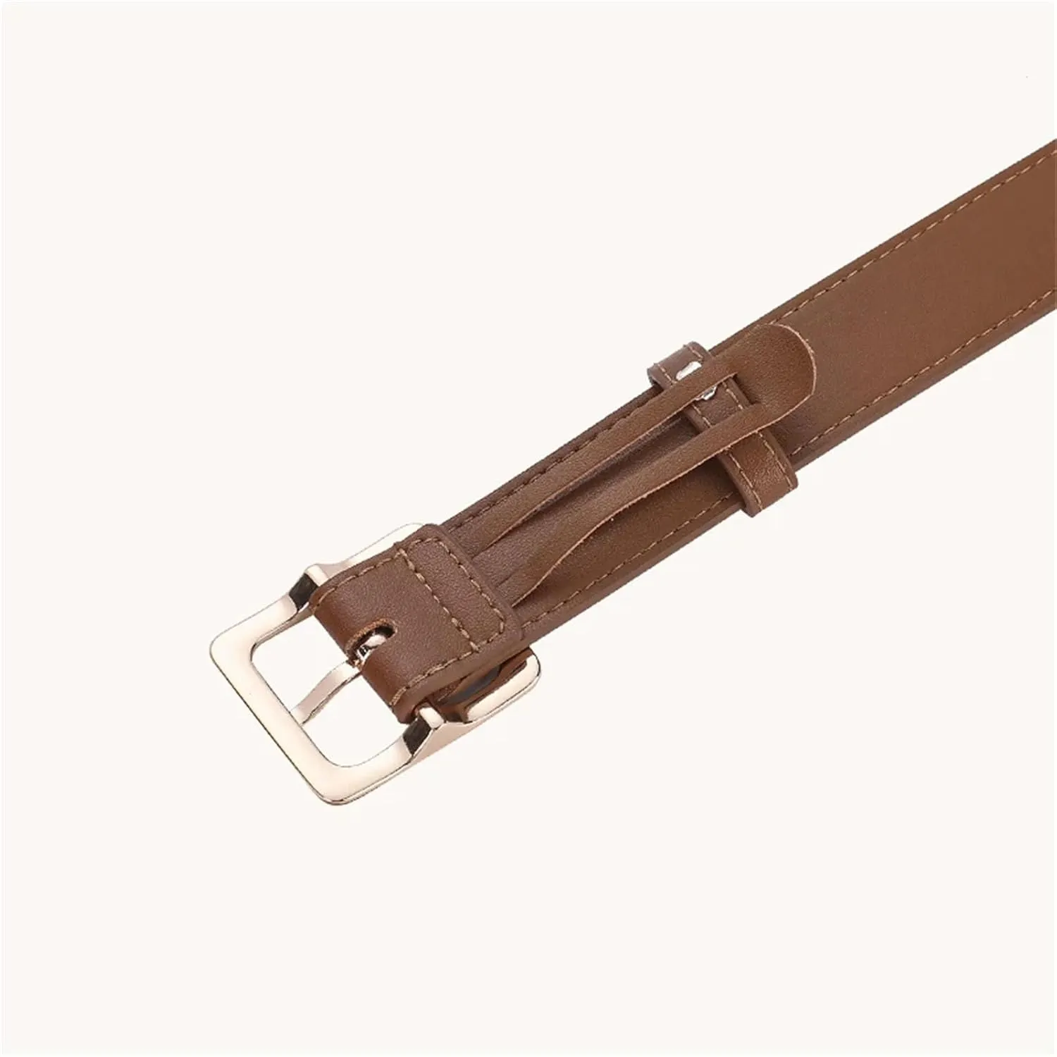 Mnjyihy Women's Soft Leather Belt Vintage Gold Buckle Cowhide Belt Fot Jeans