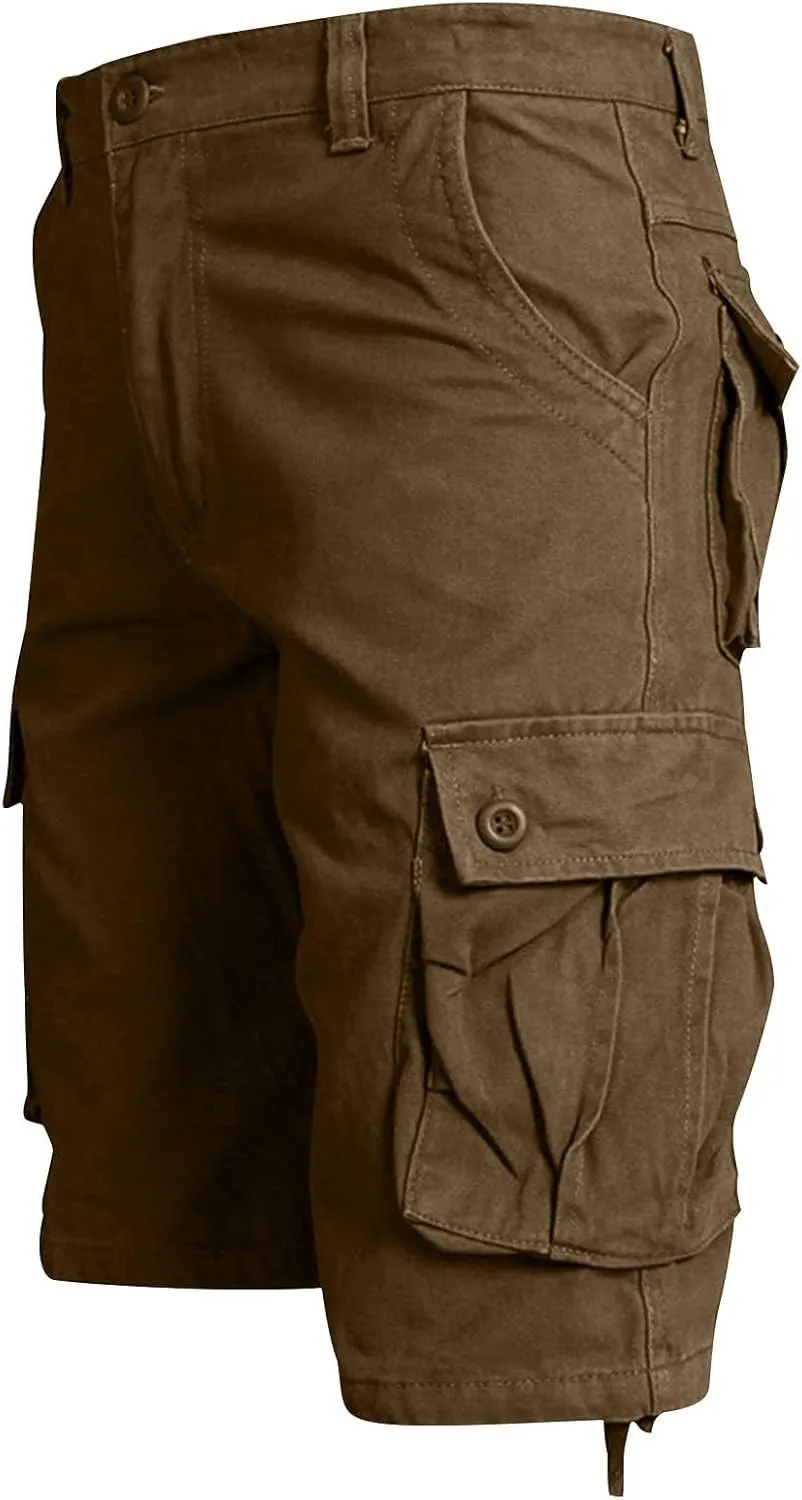 Muscularfit Men's Hiking Cargo Shorts Quick Dry Lightweight Breathable Cotton Shorts Outdoor Workout Casual Short Pants