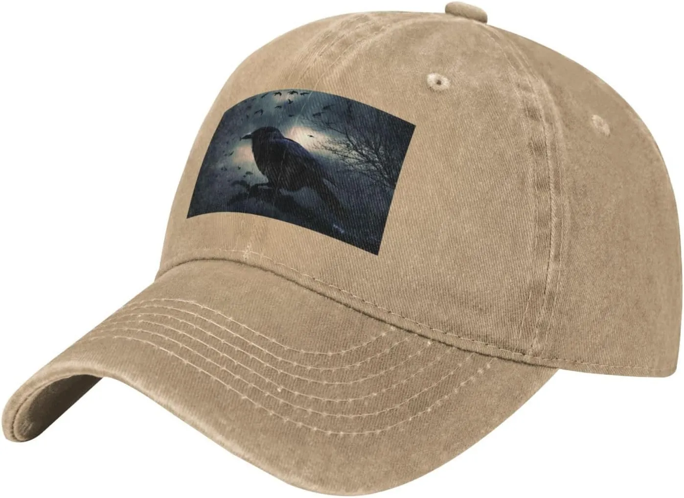 Night Crow Unisex Baseball Cap Breathable Cotton Trucker Hat Classic Denim Dad Hat Summer Sun Hat