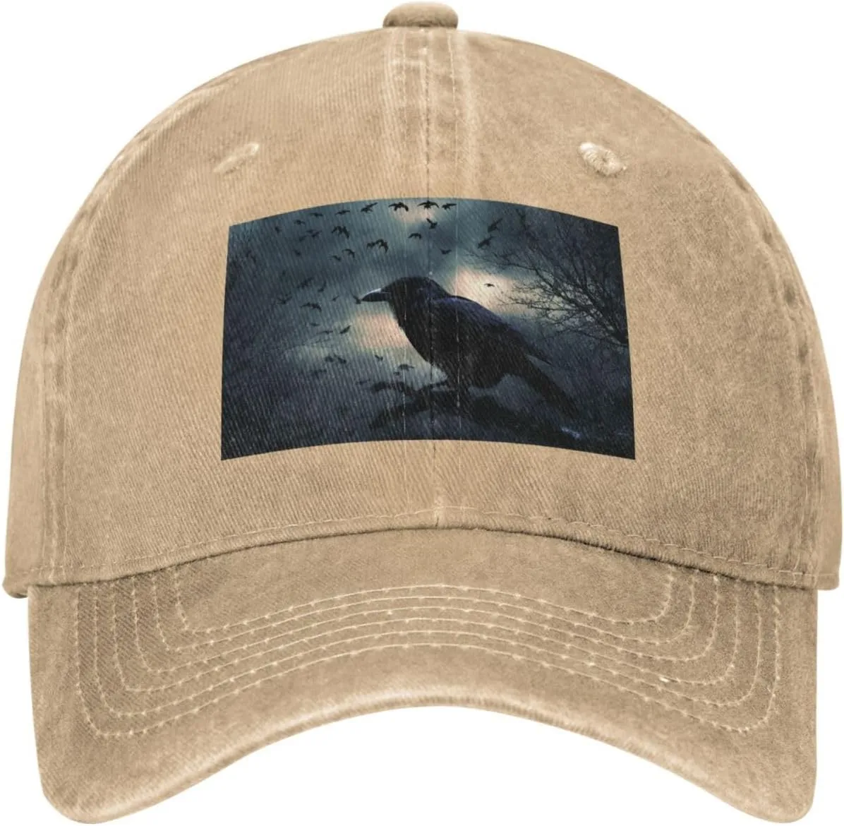 Night Crow Unisex Baseball Cap Breathable Cotton Trucker Hat Classic Denim Dad Hat Summer Sun Hat