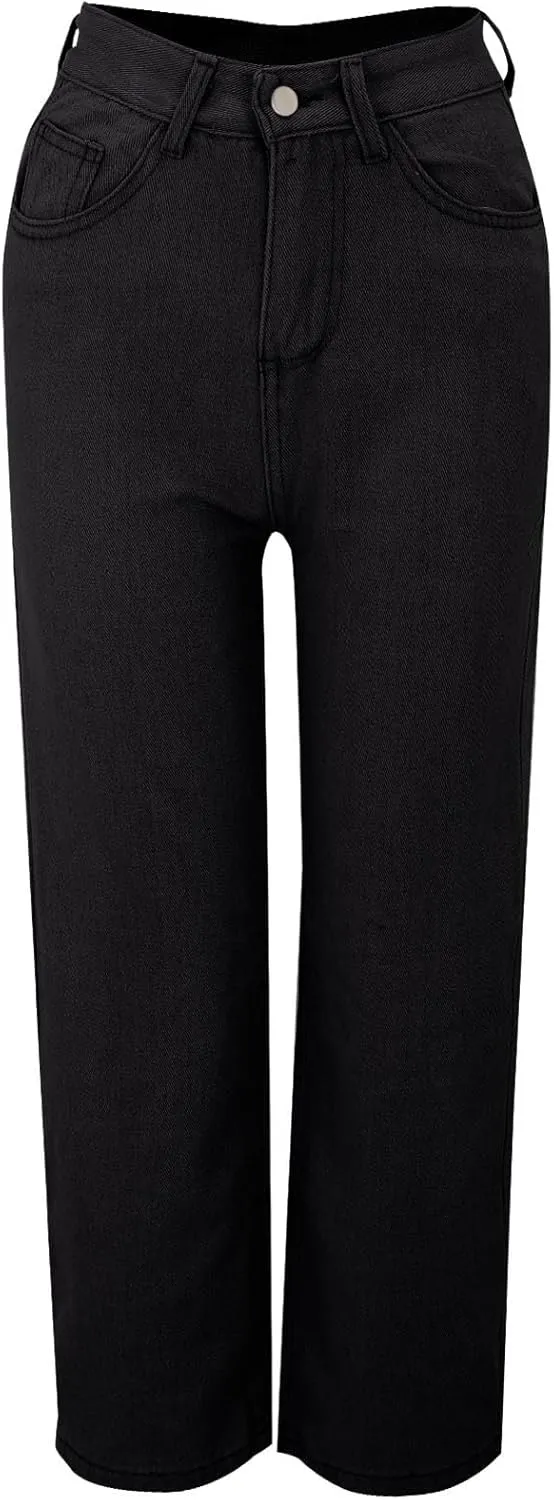 Oversized Sweatpants Jeans Women Soft High Waisted Wide Leg Jeans Comfy Boyfriend Denim Sweatpants with Pocket S-5XL