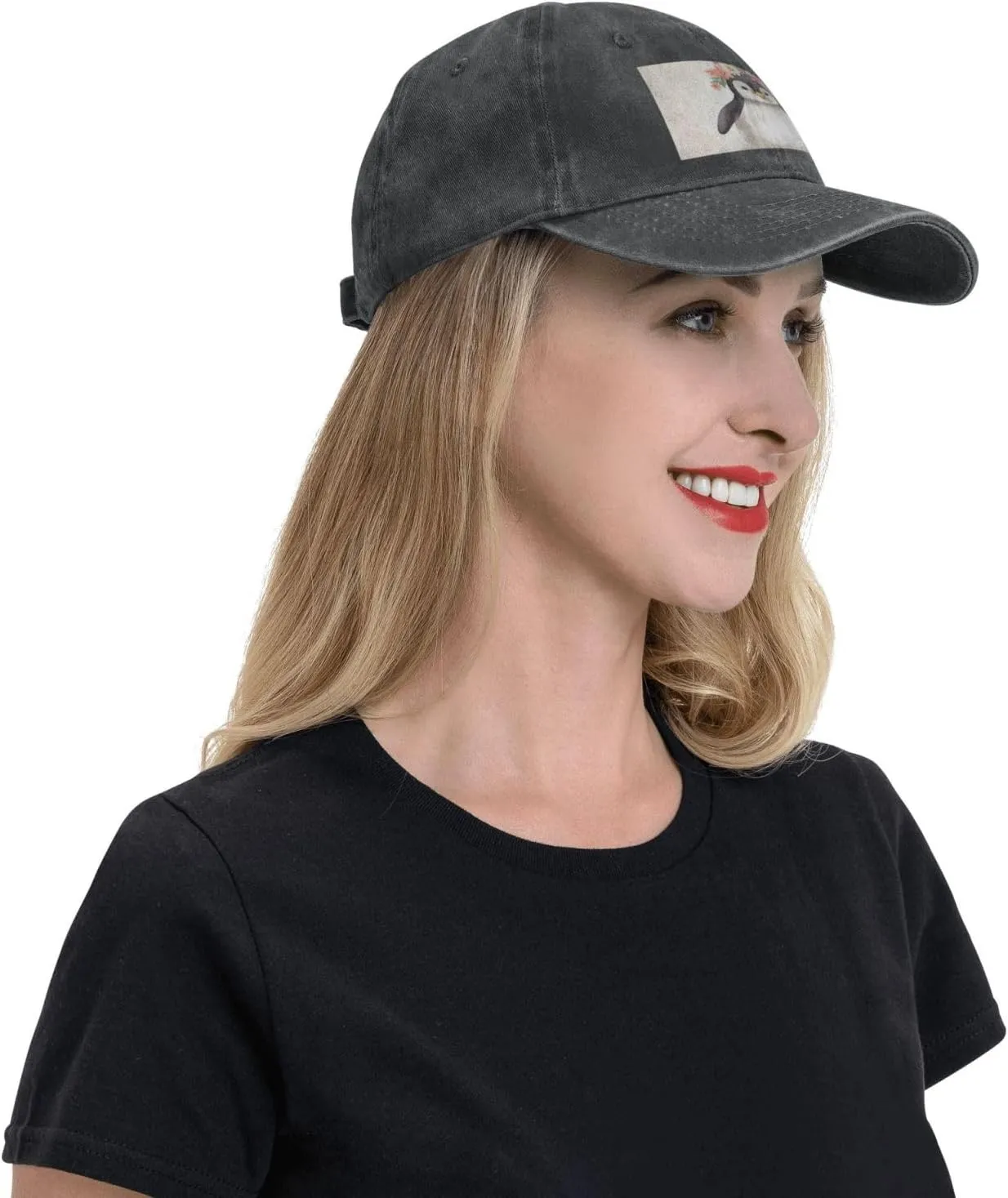 Penguin Wearing Flowers Unisex Baseball Cap Breathable Cotton Trucker Hat Classic Denim Dad Hat Summer Sun Hat