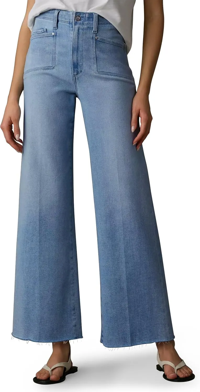 PHISOCKAT High Waisted Wide Leg Jeans for Women Stretchy Baggy Jeans Trendy Denim Pants with Pockets Light Blue Size 10