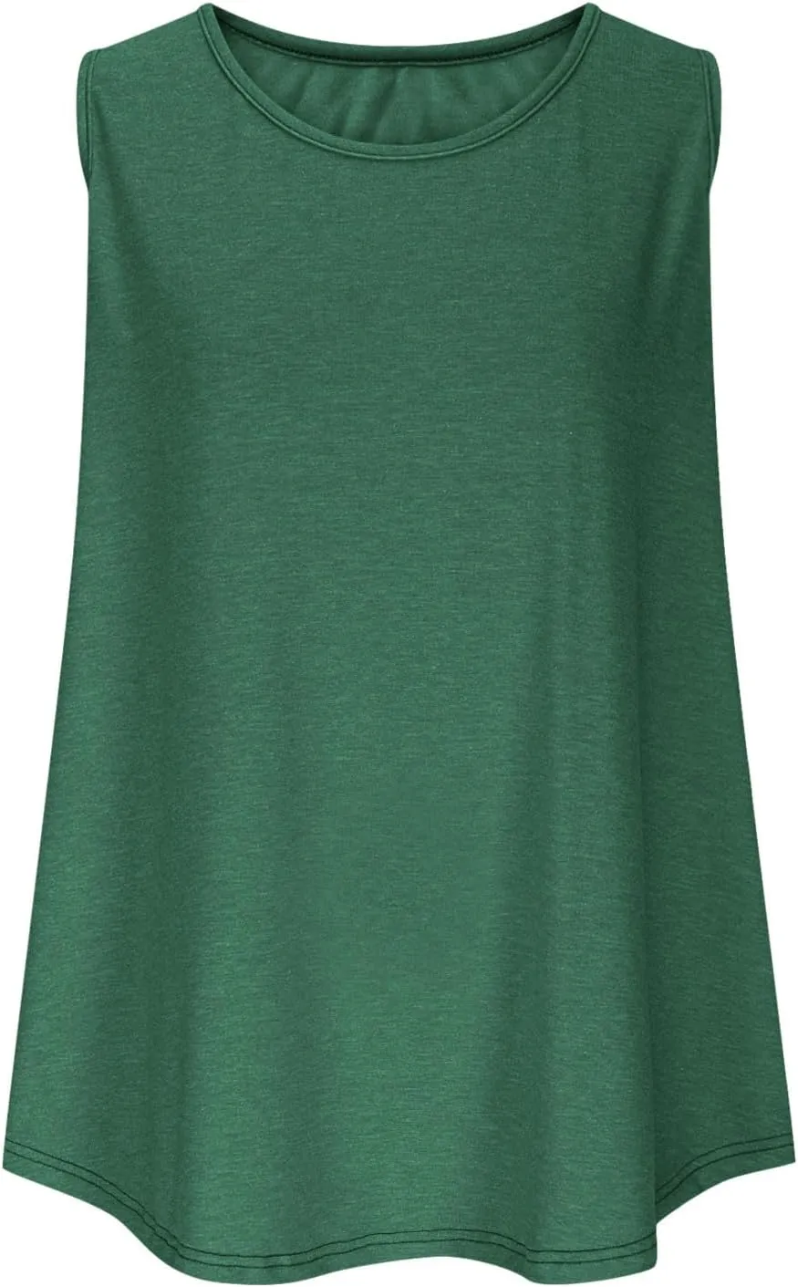 Plus Size Loose Tank Tops for Women Sleeveless Summer Shirts Ladies Solid Color Casual Tunics Top Oversized Tees