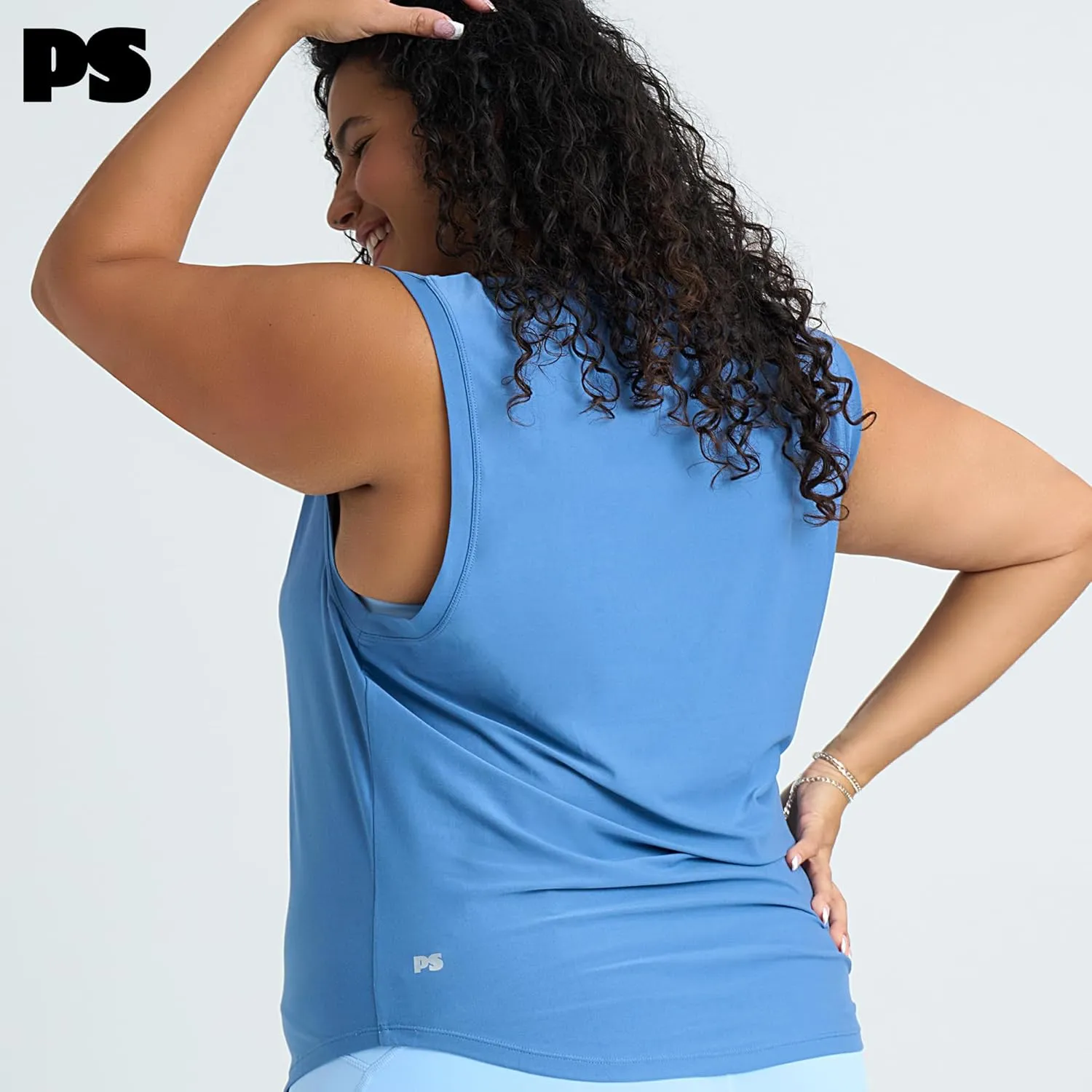 POPSUGAR PS Womens Workout Tops for Women, Sleeveless Loose Fit Athletic Muscle Workout Tank Top for Sports Gym Exercise Yoga