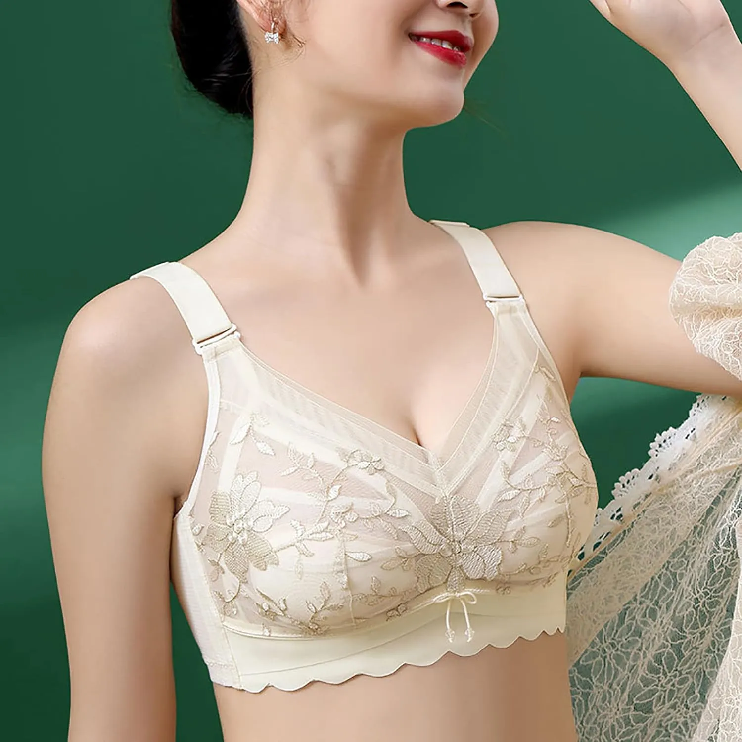 Push up Bras for Women No Underwire Full Coverage Floral Lace Liftup Bralettes Sexy Elegant Thin Summer Everyday Bras