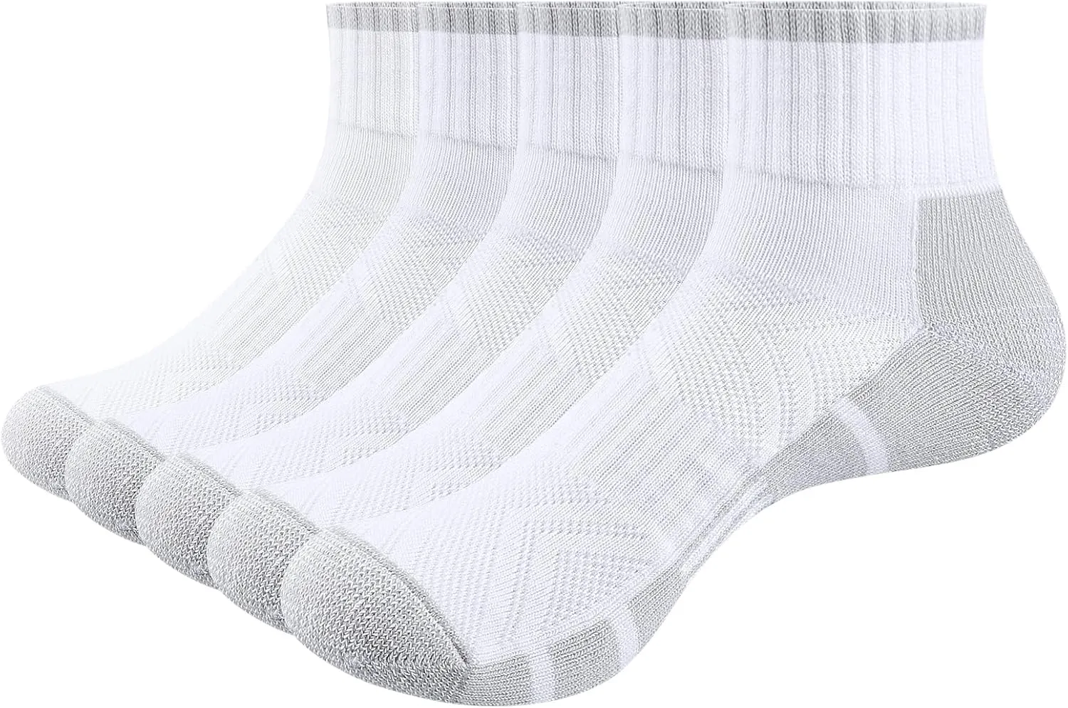 Quarter Ankle Gym Cycling Athletic Running Socks for Women, Wicking Breathable Cotton Cushioned Quarter Socks, 5 Pairs