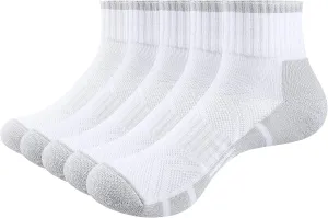 Quarter Ankle Gym Cycling Athletic Running Socks for Women, Wicking Breathable Cotton Cushioned Quarter Socks, 5 Pairs