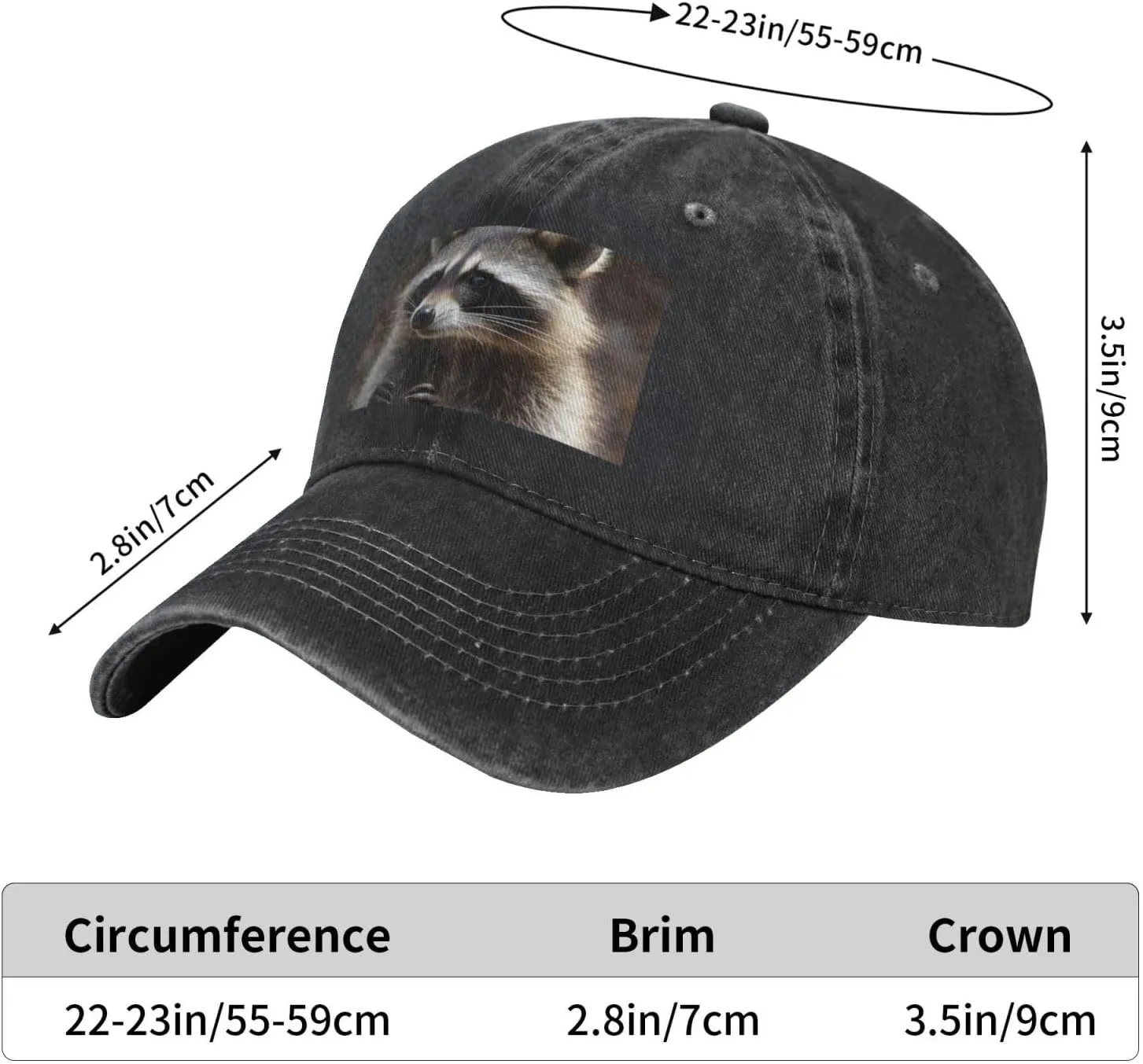 Raccoon Unisex Baseball Cap Breathable Cotton Trucker Hat Classic Denim Dad Hat Summer Sun Hat