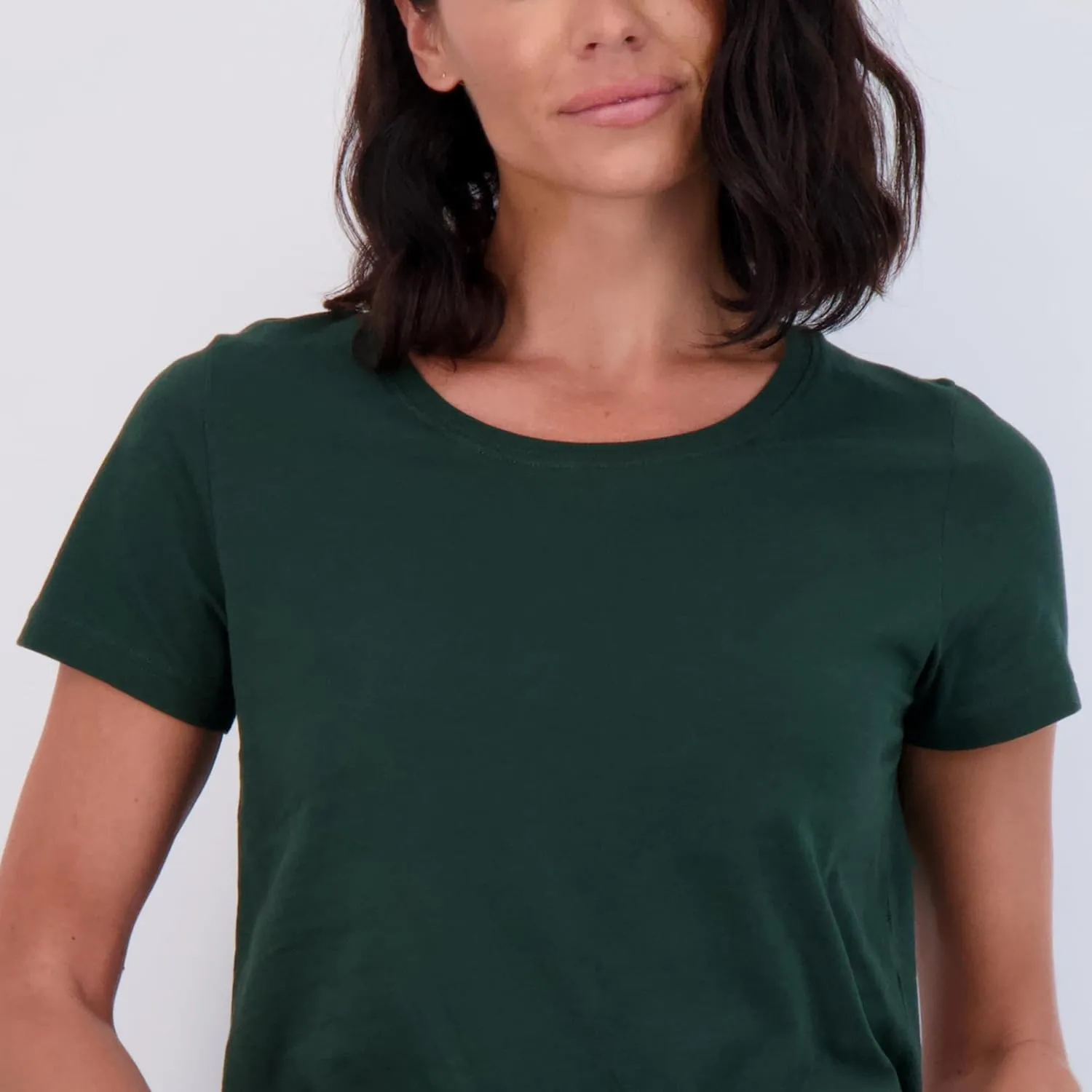 Real Essentials 4 Pack: Women's Classic-Fit Cotton Short-Sleeve Scoop Crew Neck T-Shirt (Available in Plus Size)