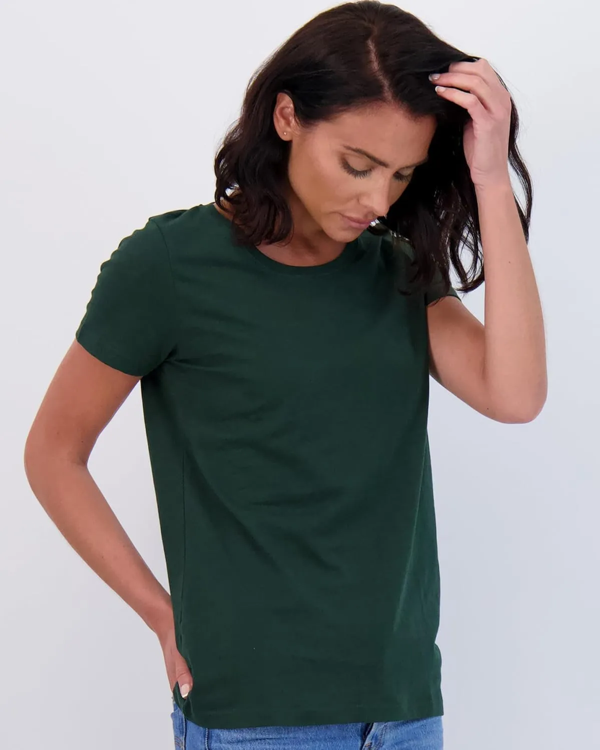Real Essentials 4 Pack: Women's Classic-Fit Cotton Short-Sleeve Scoop Crew Neck T-Shirt (Available in Plus Size)