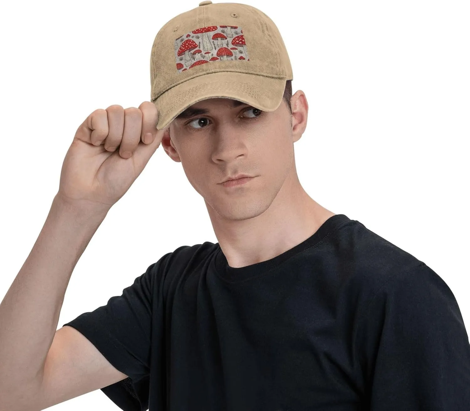 Red White Mushroom Unisex Baseball Cap Breathable Cotton Trucker Hat Classic Denim Dad Hat Summer Sun Hat