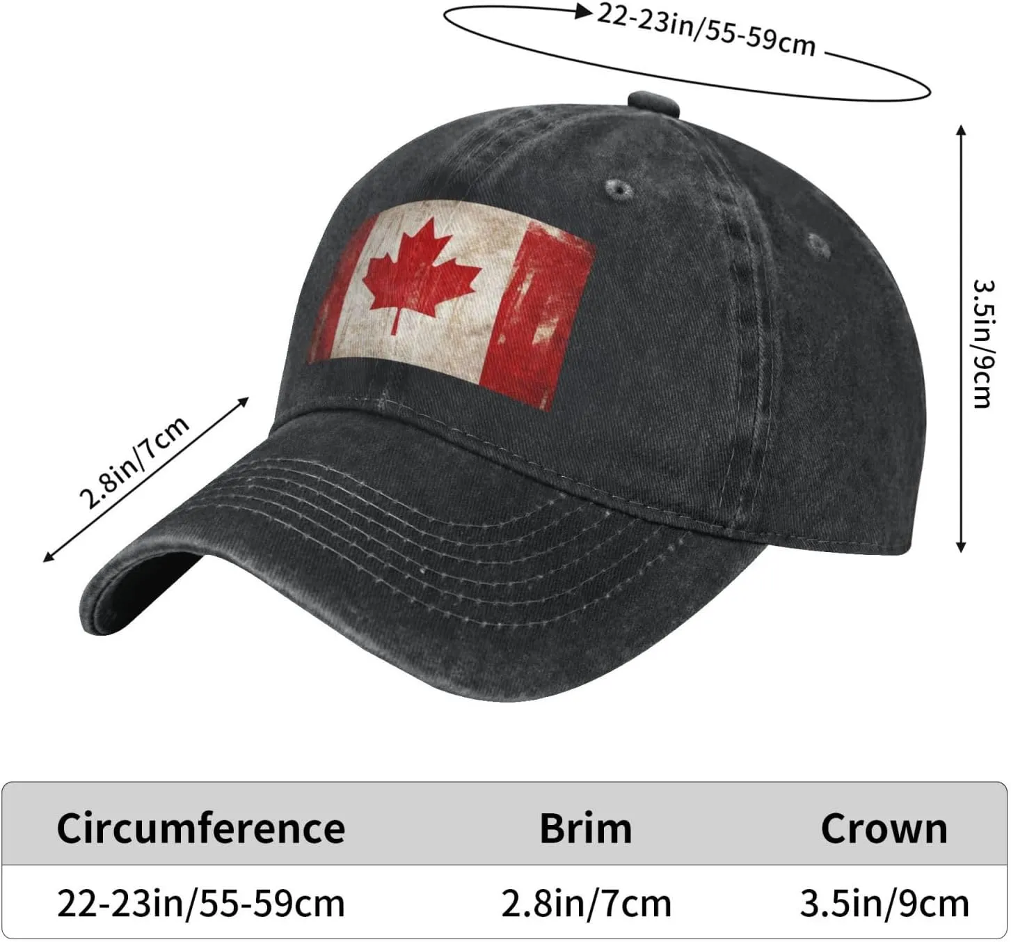 Retro Canada Flag Unisex Baseball Cap Breathable Cotton Trucker Hat Classic Denim Dad Hat Summer Sun Hat