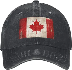 Retro Canada Flag Unisex Baseball Cap Breathable Cotton Trucker Hat Classic Denim Dad Hat Summer Sun Hat