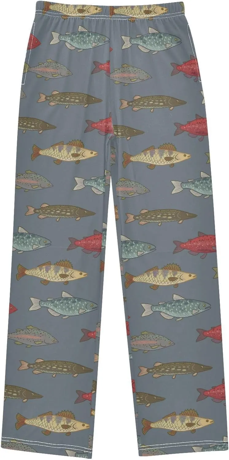 River Freshwater Fish Cute Pajama Pants for Boys Soft Pajama Pants Kids Long Pj Pants M