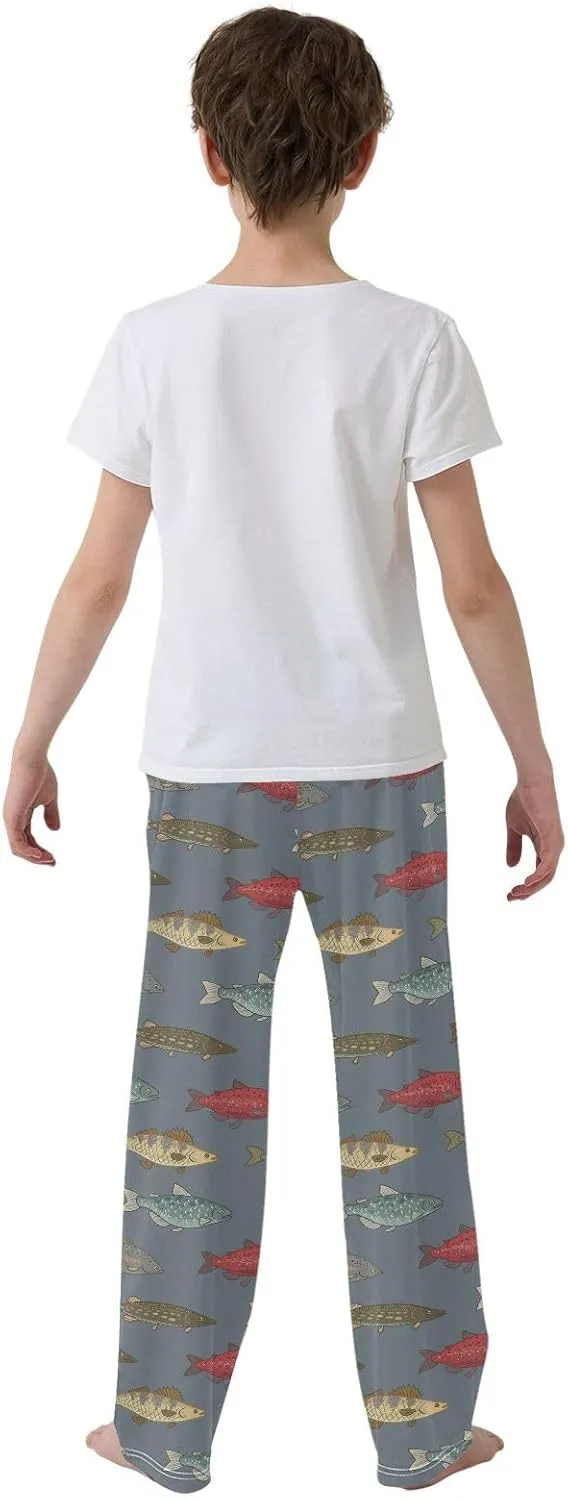 River Freshwater Fish Cute Pajama Pants for Boys Soft Pajama Pants Kids Long Pj Pants M