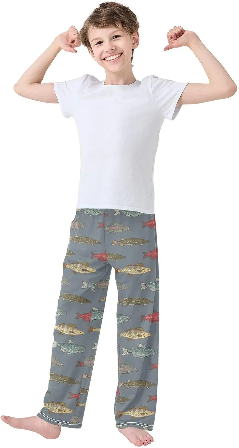 River Freshwater Fish Cute Pajama Pants for Boys Soft Pajama Pants Kids Long Pj Pants M
