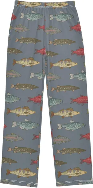 River Freshwater Fish Cute Pajama Pants for Boys Soft Pajama Pants Kids Long Pj Pants M