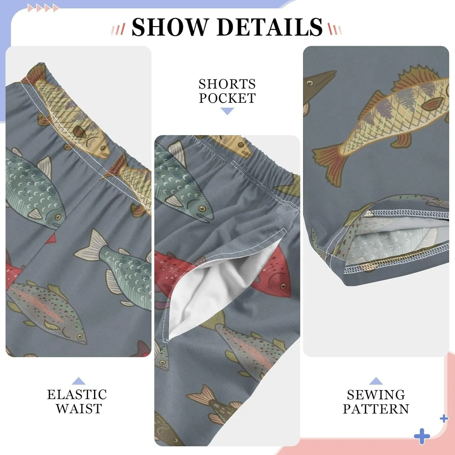 River Freshwater Fish Cute Pajama Pants for Boys Soft Pajama Pants Kids Long Pj Pants M