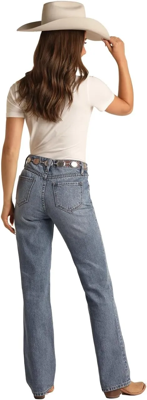 Rock & Roll Denim Ladies Scallop Pocket High Rise Boot Cut Jeans RRWD4HR0VA