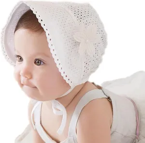 Royal Lace Flower Baby Girls Toddlers Eyelet Lace Breathable Cotton Bonnet Sun Hat