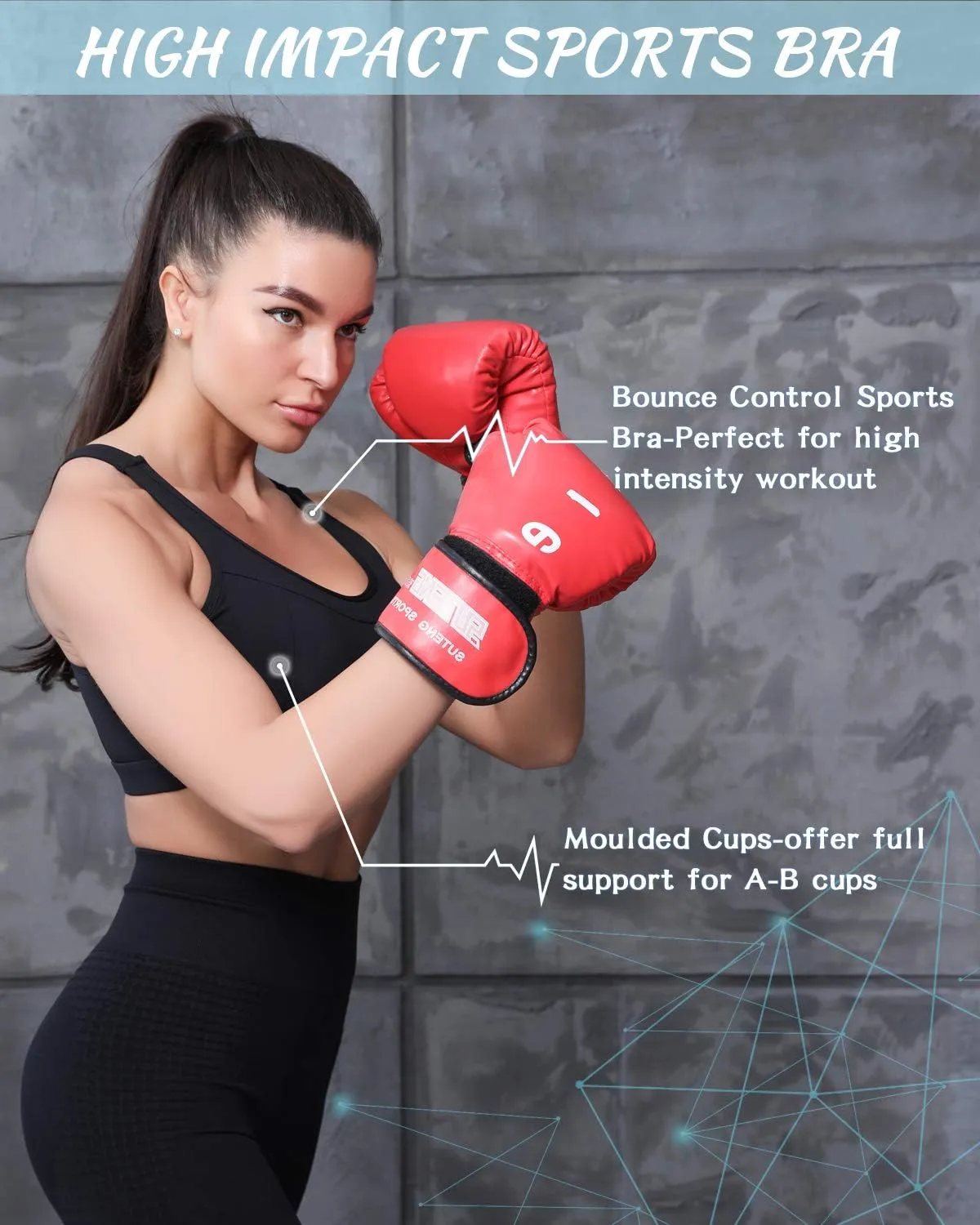 RUNNING GIRL High Impact Sports Bras for Women,Racerback Running Bra Workout Crop Tank Tops Longline Sports Bra Push up