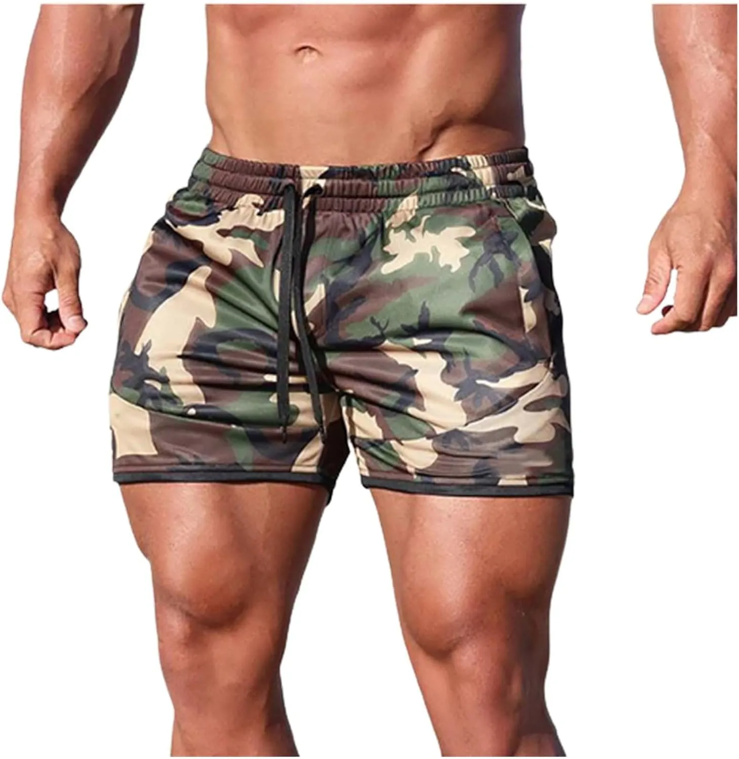 Running Shorts for Men 3 Inch Quick Dry Gym Athletic Workout Camo Jogging Sweatshorts with Pockets