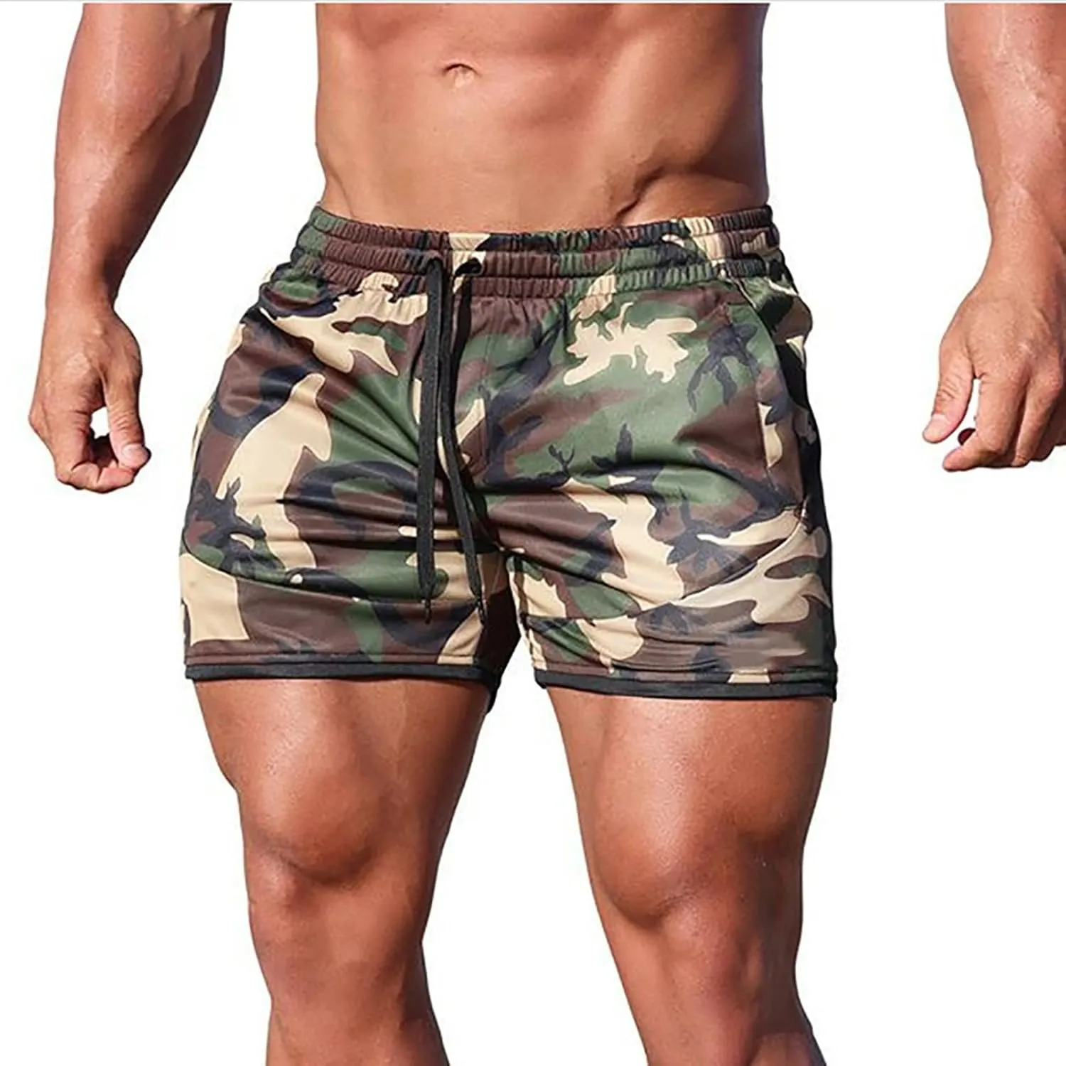 Running Shorts for Men 3 Inch Quick Dry Gym Athletic Workout Camo Jogging Sweatshorts with Pockets