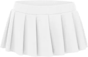 school girl outfit lingerie Women Pleated Mini Skirt Role Play Solid Lingerie Skirts Mesh Costume Roleplay Uniform Plaid Mini Skirt lingerie for women White Small
