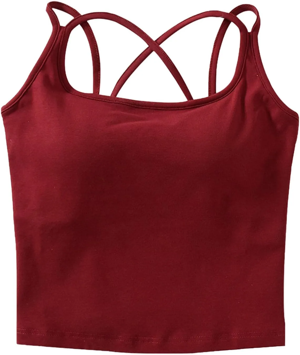 Seamless Padded Sports Bra Women Criss Cross Back Longline Modal Crop Tank Tops with Built in Bras Gym Yoga Outfits