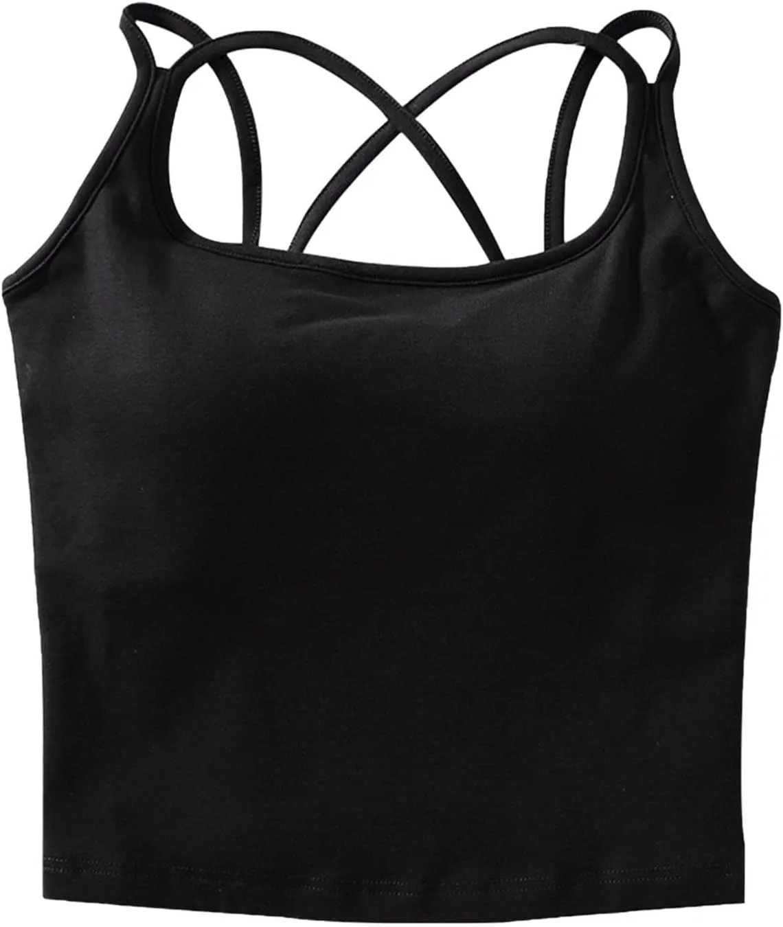 Seamless Padded Sports Bra Women Criss Cross Back Longline Modal Crop Tank Tops with Built in Bras Gym Yoga Outfits