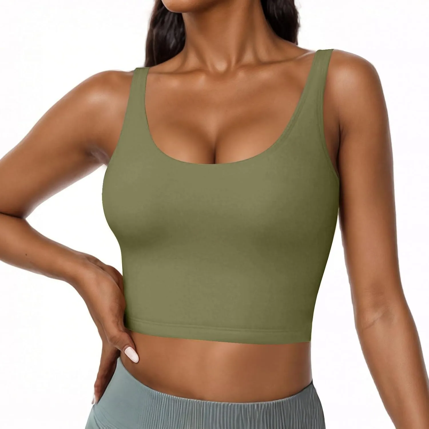 Seamless Workout Tank Tops for Women Summer Racerback Sleeveless Tops with Built-in Bra U-Back Athletic Gym Yoga Shirt