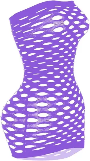 Sexy Womens Strapless Fishnet Lingerie Sleepwear Mini Dress Tube Chemise Bodysuit One Size