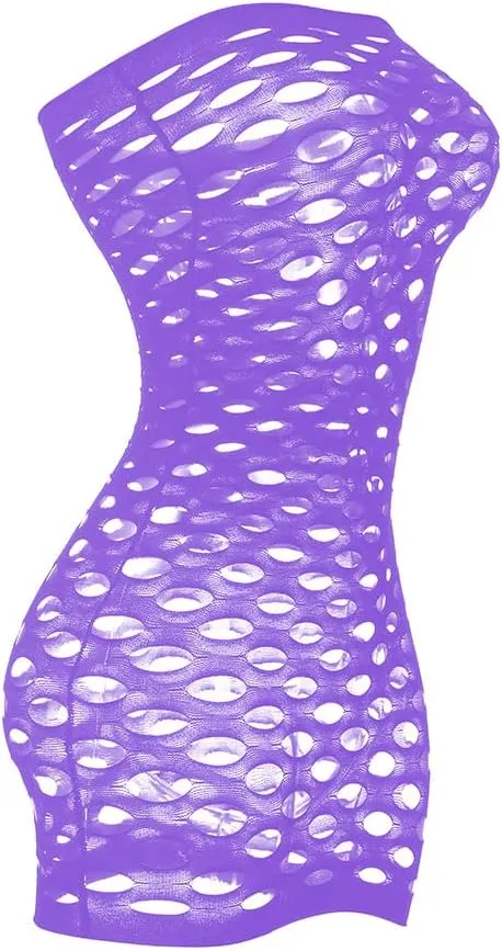 Sexy Womens Strapless Fishnet Lingerie Sleepwear Mini Dress Tube Chemise Bodysuit One Size